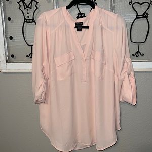 Torrid HARPER GEORGETTE PULLOVER 3/4 SLEEVE TUNIC BLOUSE, size 1. 14w-16w. EUC.